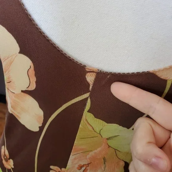 VTG Long Slip Babydoll Dress Brown 2 Pc Robe Set Peach Sz S Loungewear 70s Nylon - Picture 10 of 16